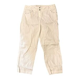 Bamboo Traders Women's White Straight Denim Pants Size 4 riveted pockets stretch